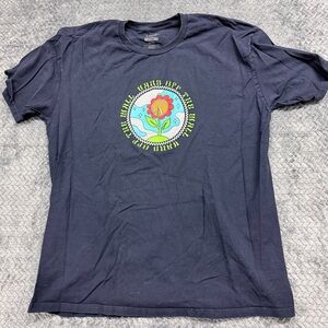 Vans Off The Wall Graphic T-Shirt - Flower Peace Design - Navy Blue - Size XL